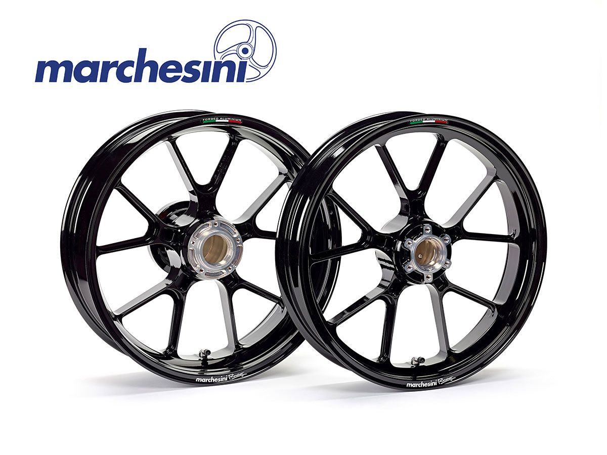CERCHIO ANTERIORE MARCHESINI M10RS CORSE IN MAGNESIO NERO LUCIDO PER BMW S1000RR