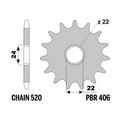 PBR SPROCKET Z16 TEETH 520 STEP APRILIA AF-1 SINTESI 125 1988-1991