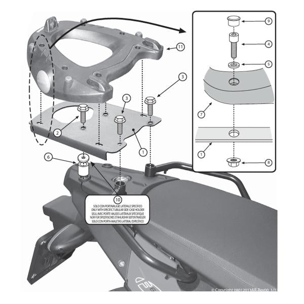 KAPPA MONOKEY REAR TOP BOX MOUNT BMW F700GS 2013-2017