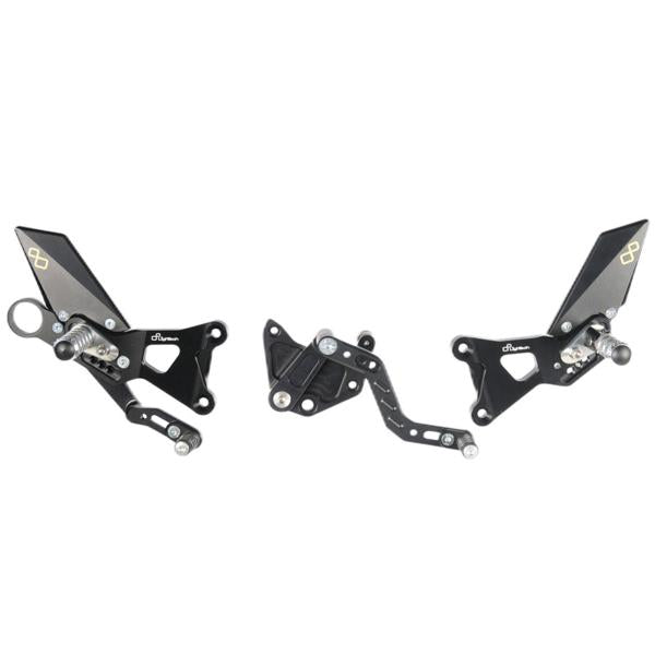 PEDANE REGOLABILI LIGHTECH CAMBIO ROVESCIATO POGGIAPIEDI SNODATI BMW HP4 2013-2018
