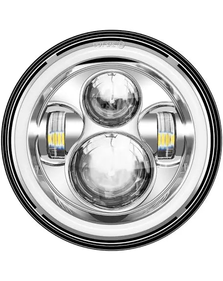 FARO HALO LED ANTERIORE 7.00" POLLICI OMOLOGATO COLORE ARGENTO SILVER PER MOTO HARLEY DAVIDSON