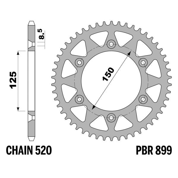 CORONA PBR Z52 DENTI PASSO 520 IN ERGAL HUSABERG