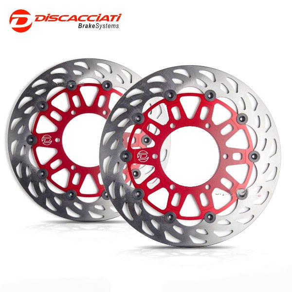 COPPIA DISCHI FLOTTANTI DISCACCIATI ANTERIORI LIGHT DIAMETRO 320MM ROSSO PER KAWASAKI ZX10R 2004>2007