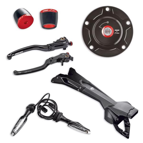 PACCHETTO ACCESSORI SPORT LEVE PORTATARGA FRECCE DUCATI PANIGALE V4 2018-2023